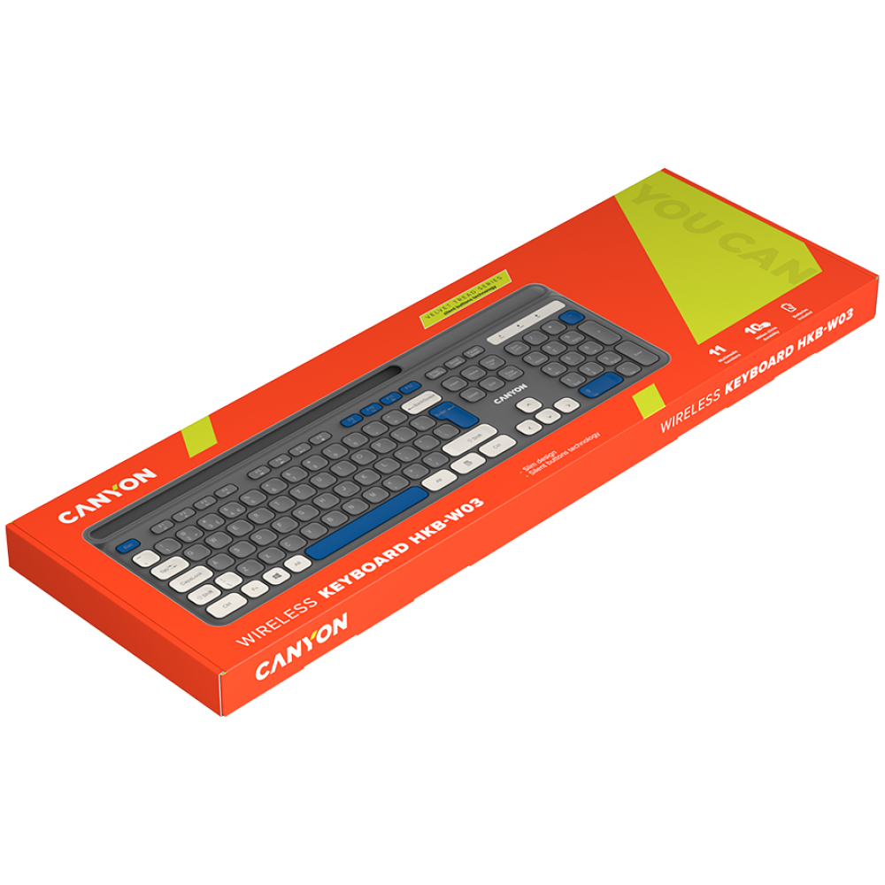Canyon HKB-W03 Ergonomic Wireless Keyboard HKB-W03 Grey