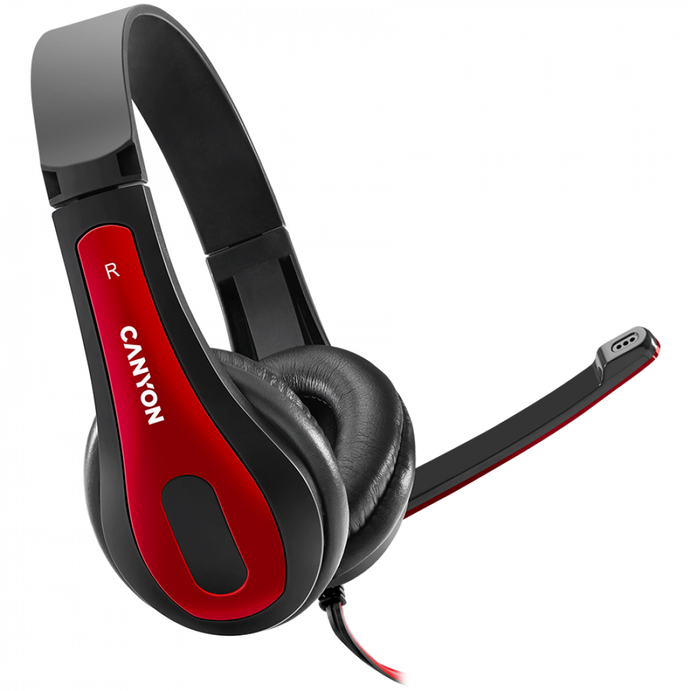 Headset mit Mikrofon 2m für PC Canyon HSC-1 schwarz-rot