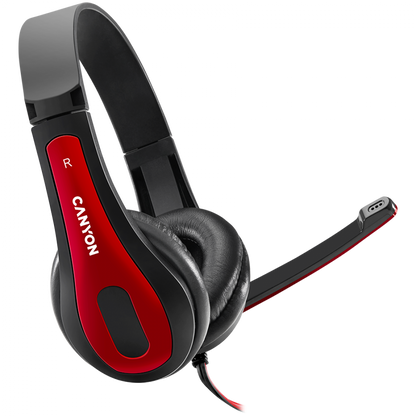 Headset mit Mikrofon 2m für PC Canyon HSC-1 schwarz-rot