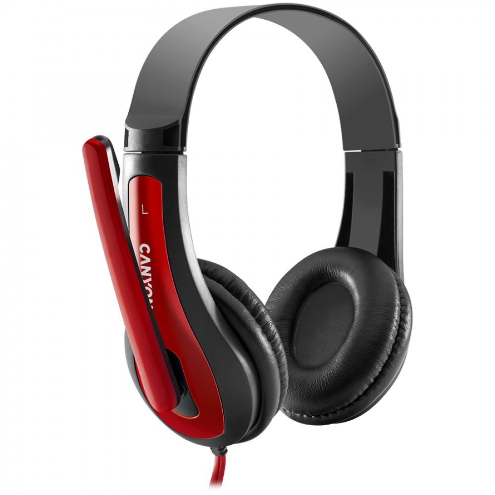Headset mit Mikrofon 2m für PC Canyon HSC-1 schwarz-rot