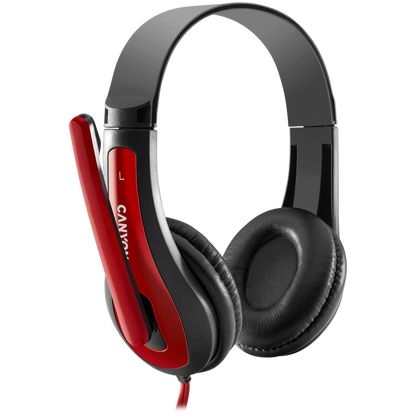 Headset mit Mikrofon 2m für PC Canyon HSC-1 schwarz-rot
