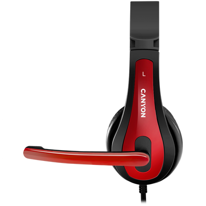 Headset mit Mikrofon 2m für PC Canyon HSC-1 schwarz-rot