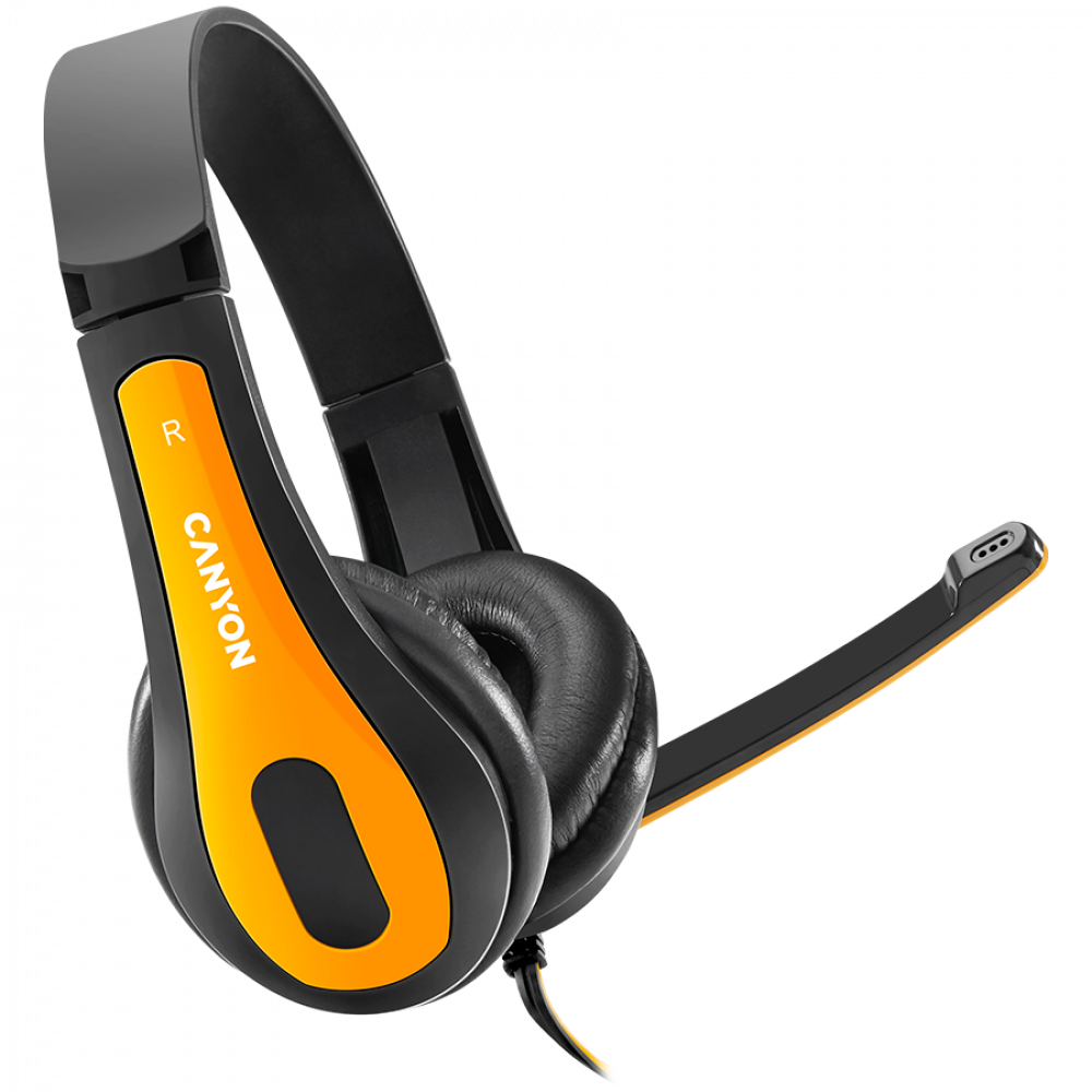 PC headset with microphone 2m Canyon HSC 1 black and yellow