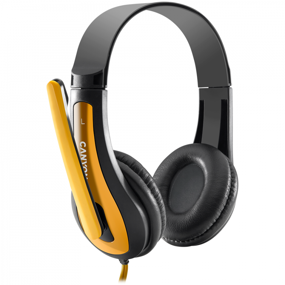 PC headset with microphone 2m Canyon HSC 1 black and yellow