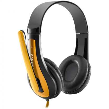 PC headset with microphone 2m Canyon HSC 1 black and yellow