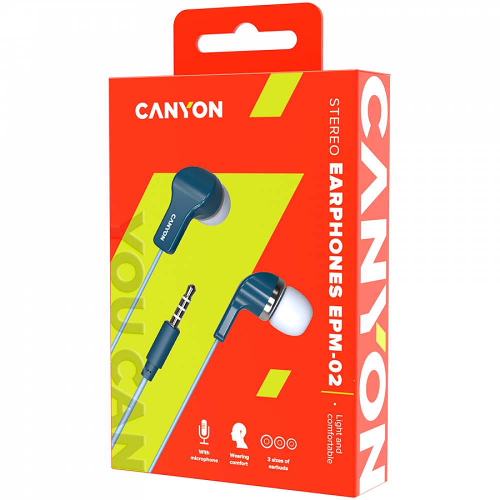 Canyon EPM-02 Blue In-Ear Headphones with Microphone Mini-Jack