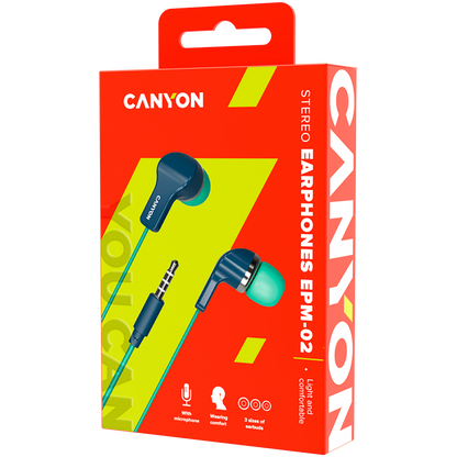Słuchawki dokanałowe z mikrofonem Mini-Jack Canyon EPM-02 niebiesko-zielone