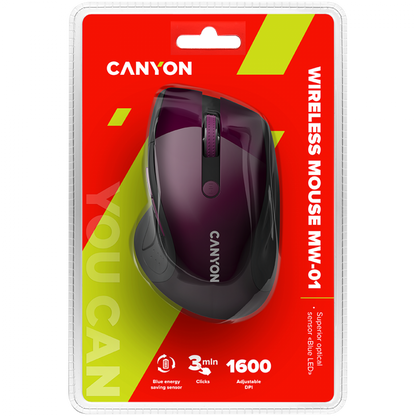 Kabellose BlueLED-Maus Canyon MW 01 lila ergonomisch