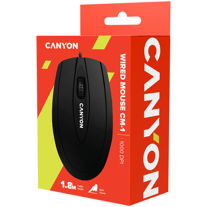 Mysz przewodowa Canyon CM 1 1000 DPI ergonomiczna czarna