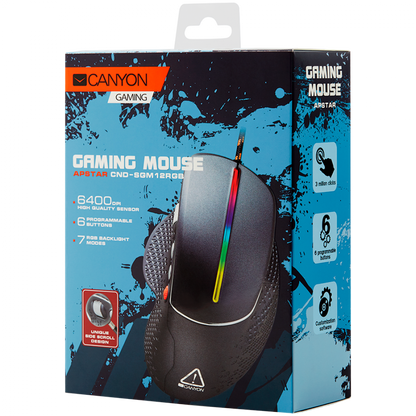 Canyon GM-12 Wired RGB Gaming Mouse 6 Buttons Dark Grey
