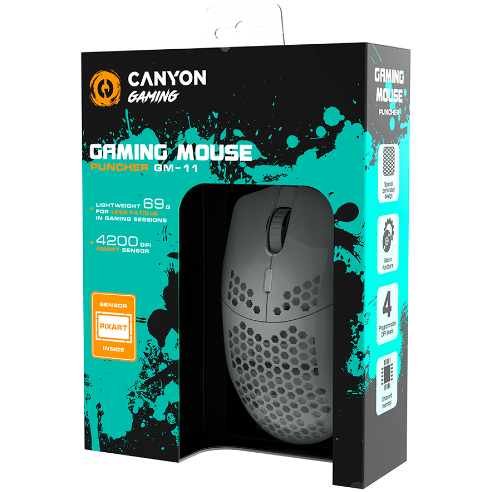 Mysz gamingowa przewodowa RGB 7 przycisków Canyon GM-11 biała