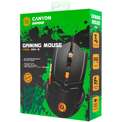Canyon GM-2 Wired RGB Gaming Mouse, 6 Buttons, Black