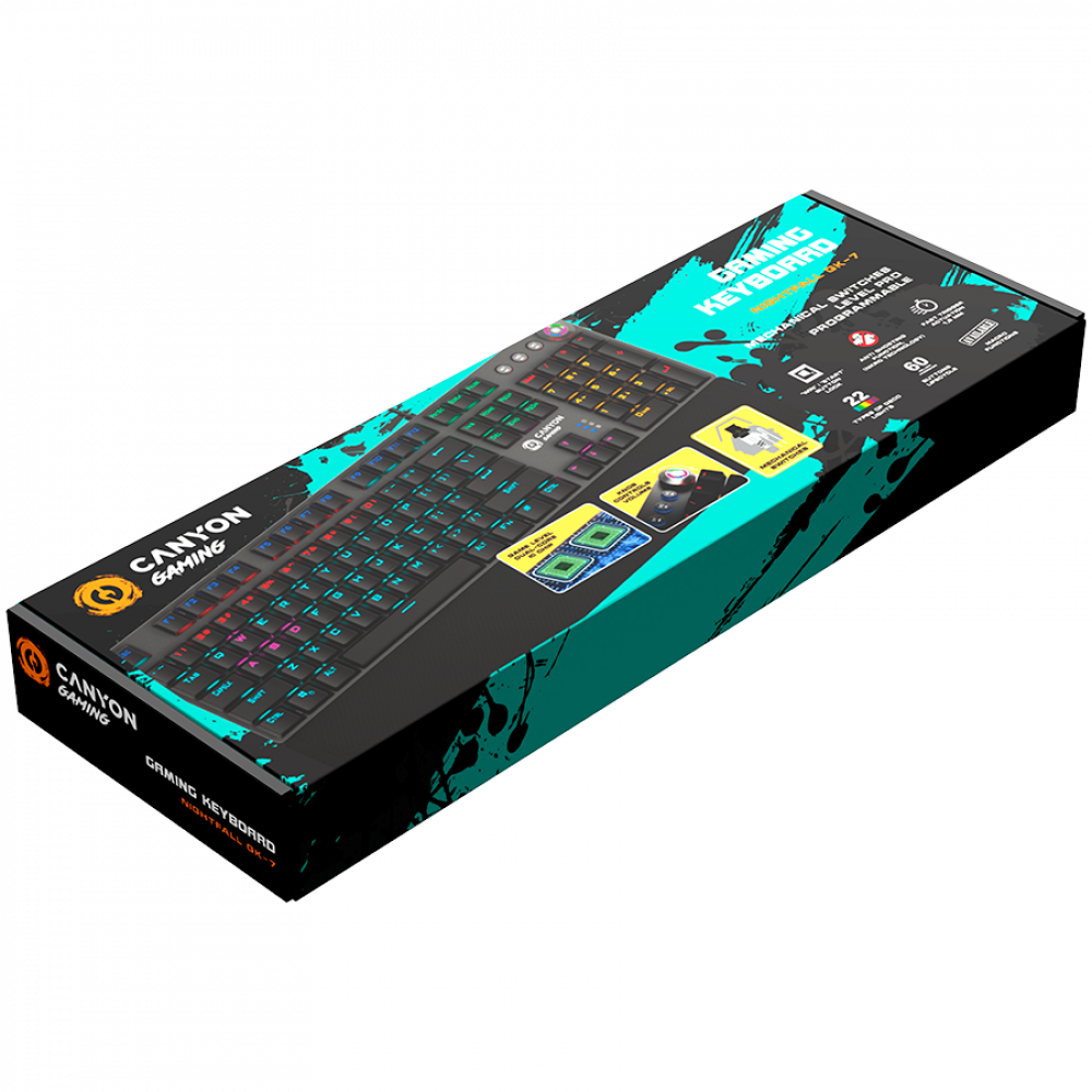 Canyon GK-7 Wired RGB Gaming Keyboard, Grey