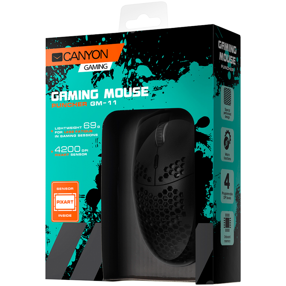 Canyon GM-11 Black Wired RGB Gaming Mouse 7 Buttons