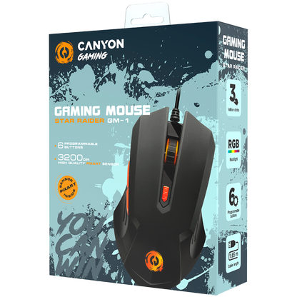 Mysz gamingowa przewodowa RGB 6 przycisków Canyon GM-1 czarna