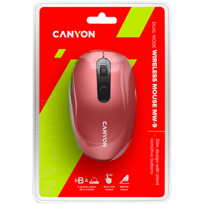 Canyon MW 9 Ergonomic Wireless Mouse Red Dual-Mode