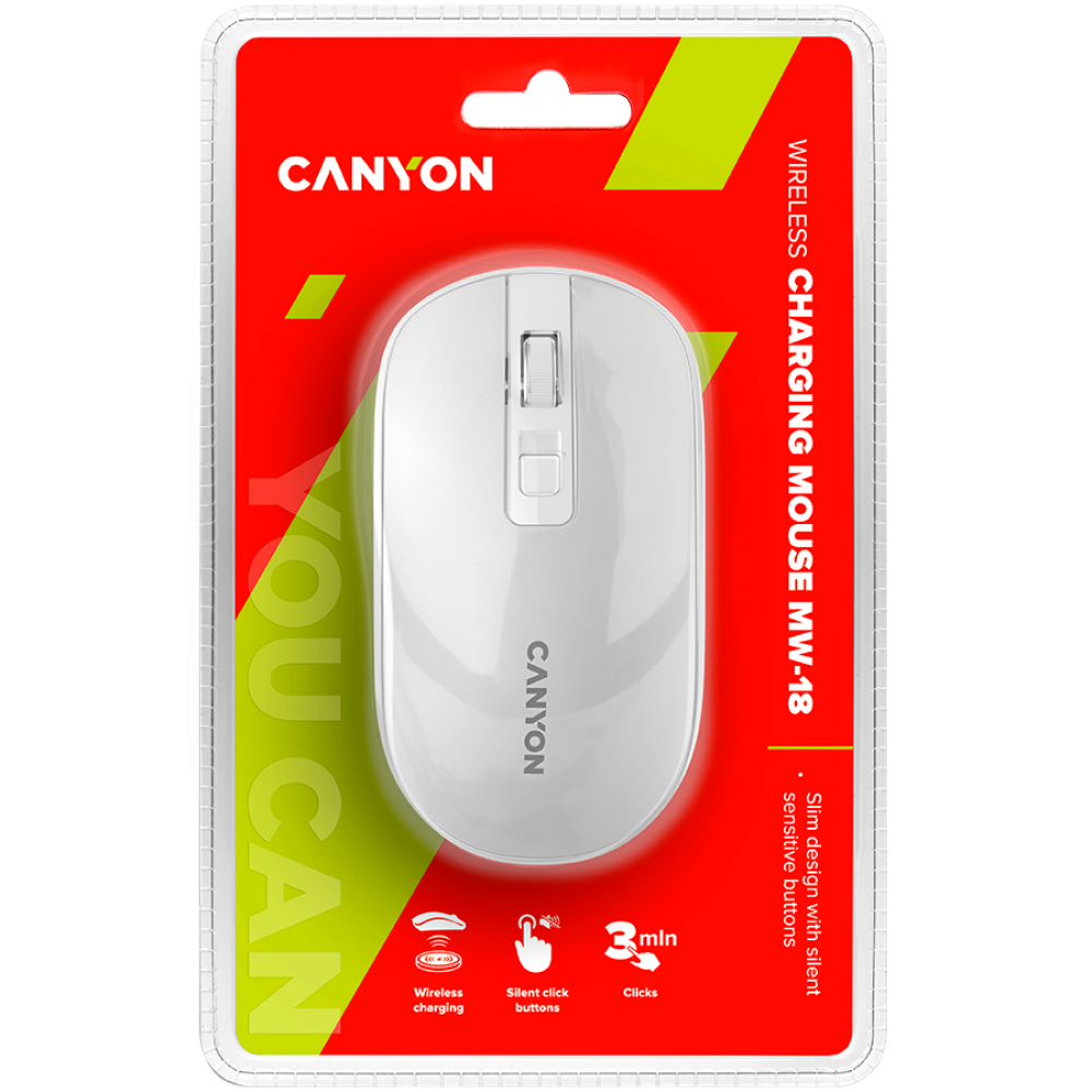Canyon MW-18 Pearl White Rechargeable Wireless Mouse