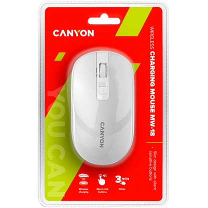 Canyon MW-18 Pearl White Rechargeable Wireless Mouse
