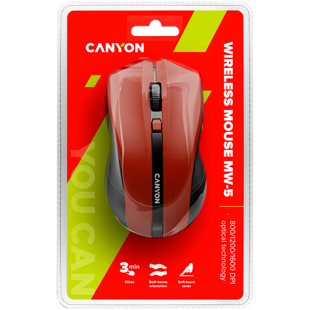 Ergonomische kabellose Maus Canyon MW 5 rot