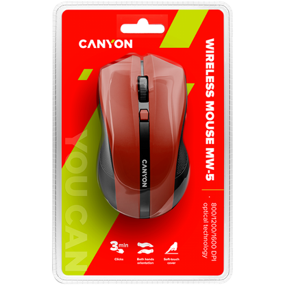Ergonomische kabellose Maus Canyon MW 5 rot