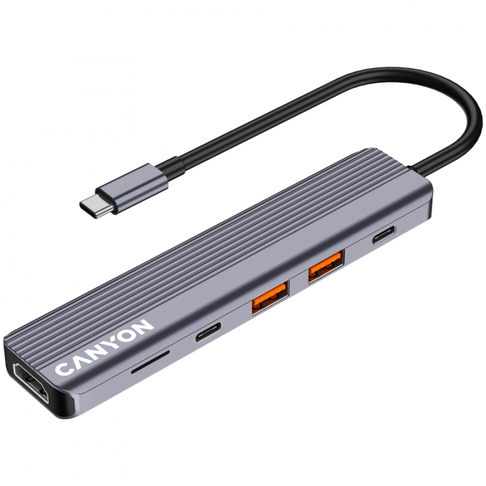 Canyon DS-17 6-in-1 4K USB-C Docking Station, Grey