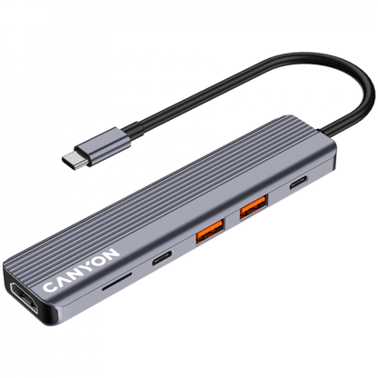 Canyon DS-17 6-in-1 4K USB-C Docking Station, Grey