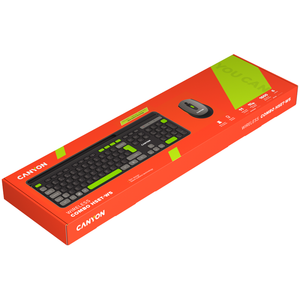 Kabelloses Tastatur- und Maus-Set Canyon HSET-W5 schwarz