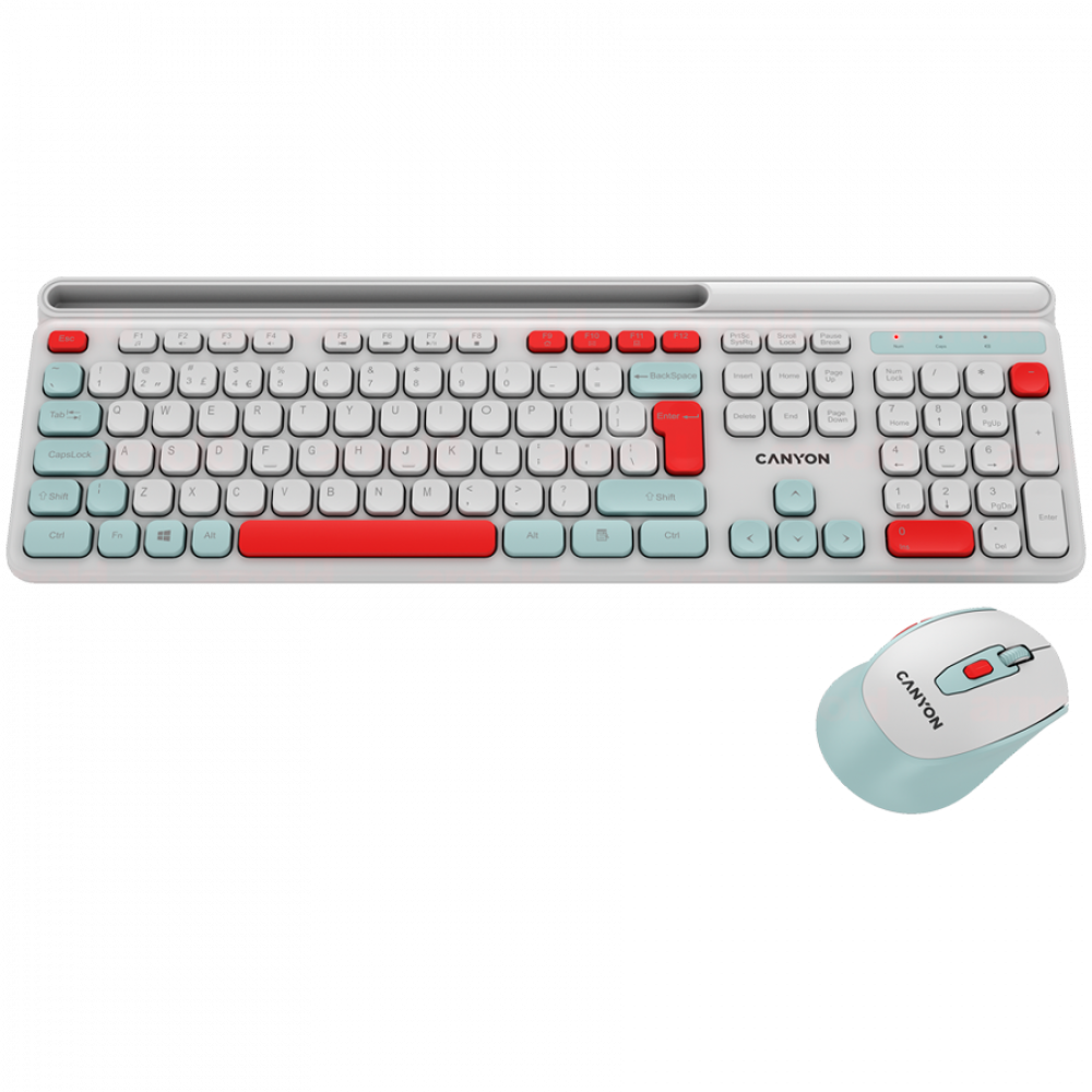 Canyon HSET-W5 kabelloses Tastatur-Maus-Set, weiß