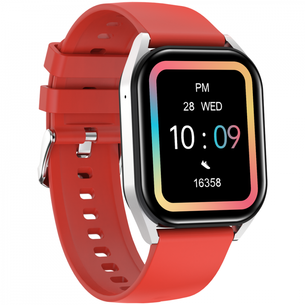 Canyon SW-58 BT-CALL Smartwatch with Call Function, Silver-Red