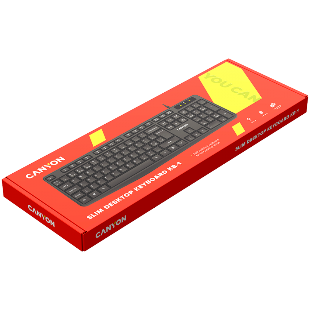 Canyon KB-1 Black Wired English-Spanish Gaming Keyboard