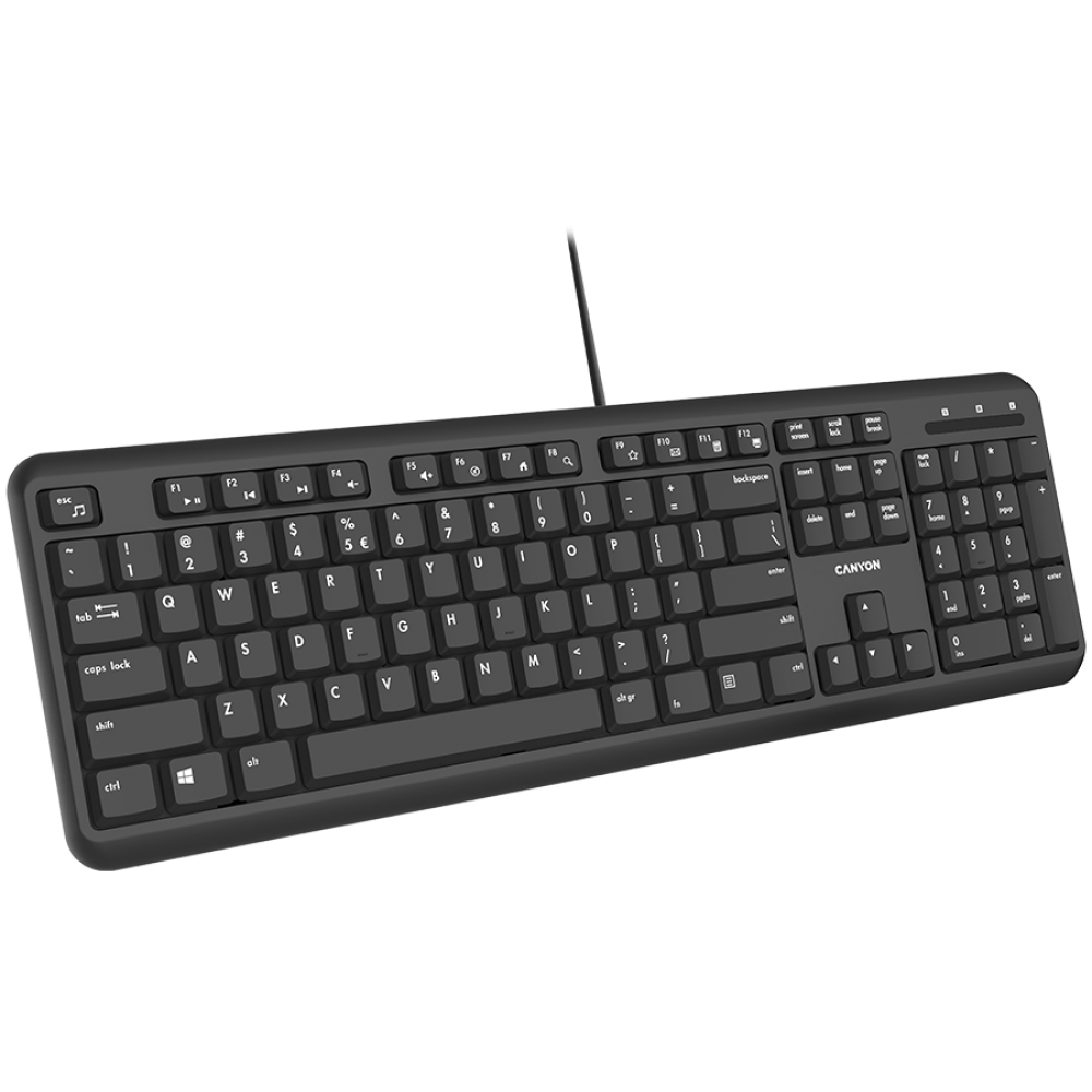 CANYON HKB-20 Wired English-Spanish Keyboard, Black