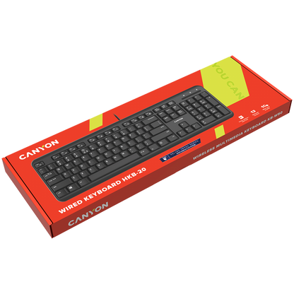 CANYON HKB-20 Wired English-Spanish Keyboard, Black