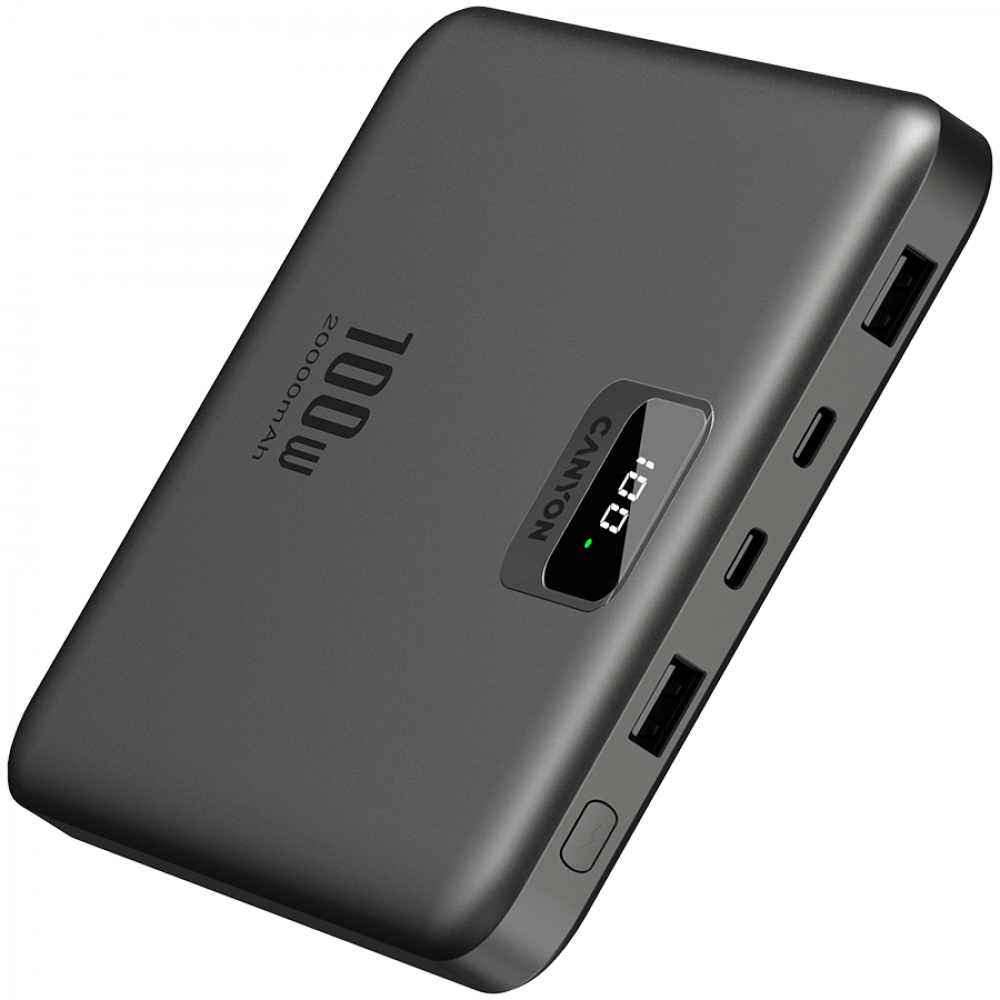 Powerbank für Laptop 20000 mAh PD 100W QC3.0 flach Canyon PB-2008 Graphit