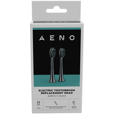 Aeno ADBTH4-6 Electric Toothbrush Heads Medium Bristle Black 2 Pieces