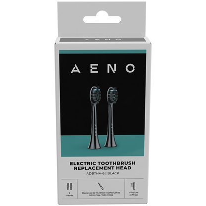 Aeno ADBTH4-6 elektrische Zahnbürstenköpfe, mittlere Borsten, schwarz, 2 Stück