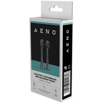 Aeno ADBTH4-6 elektrische Zahnbürstenköpfe, mittlere Borsten, schwarz, 2 Stück