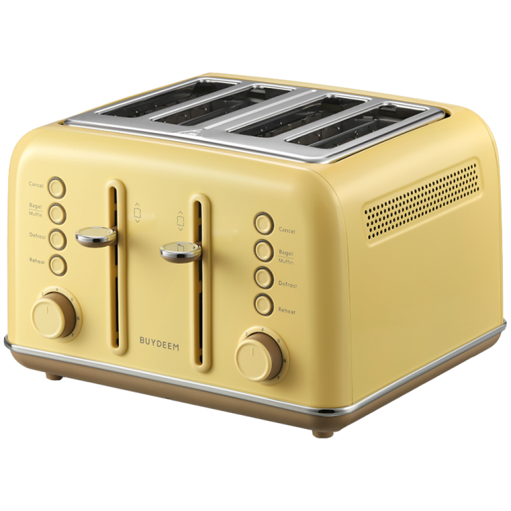 Buydeem DT640E 4-Slice Toaster with Defrost Function, Pastel Yellow