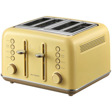 Buydeem DT640E 4-Slice Toaster with Defrost Function, Pastel Yellow