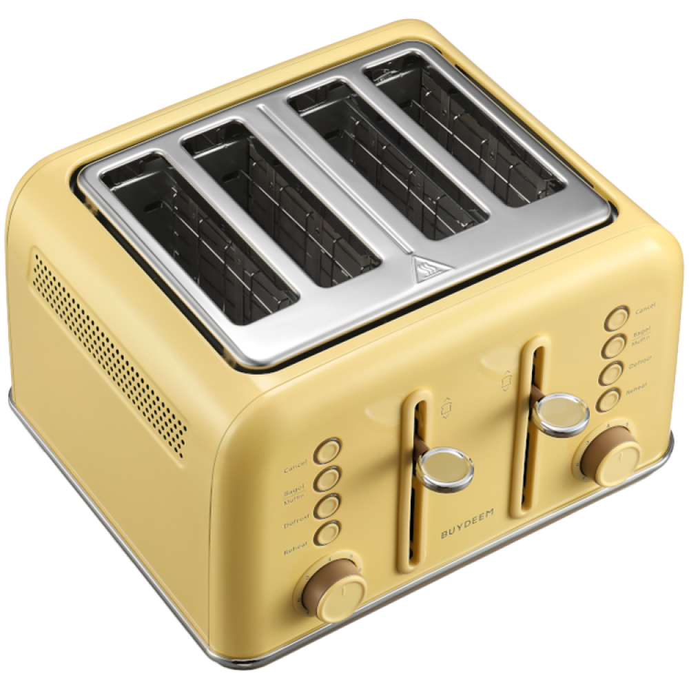 Buydeem DT640E 4-Slice Toaster with Defrost Function, Pastel Yellow