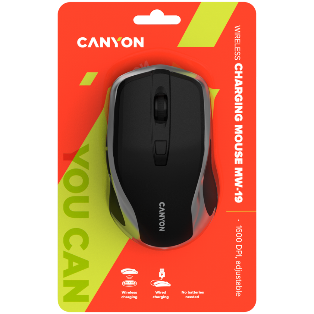 Canyon MW 19 kabellose Maus Qi-Ladung schwarz-grau
