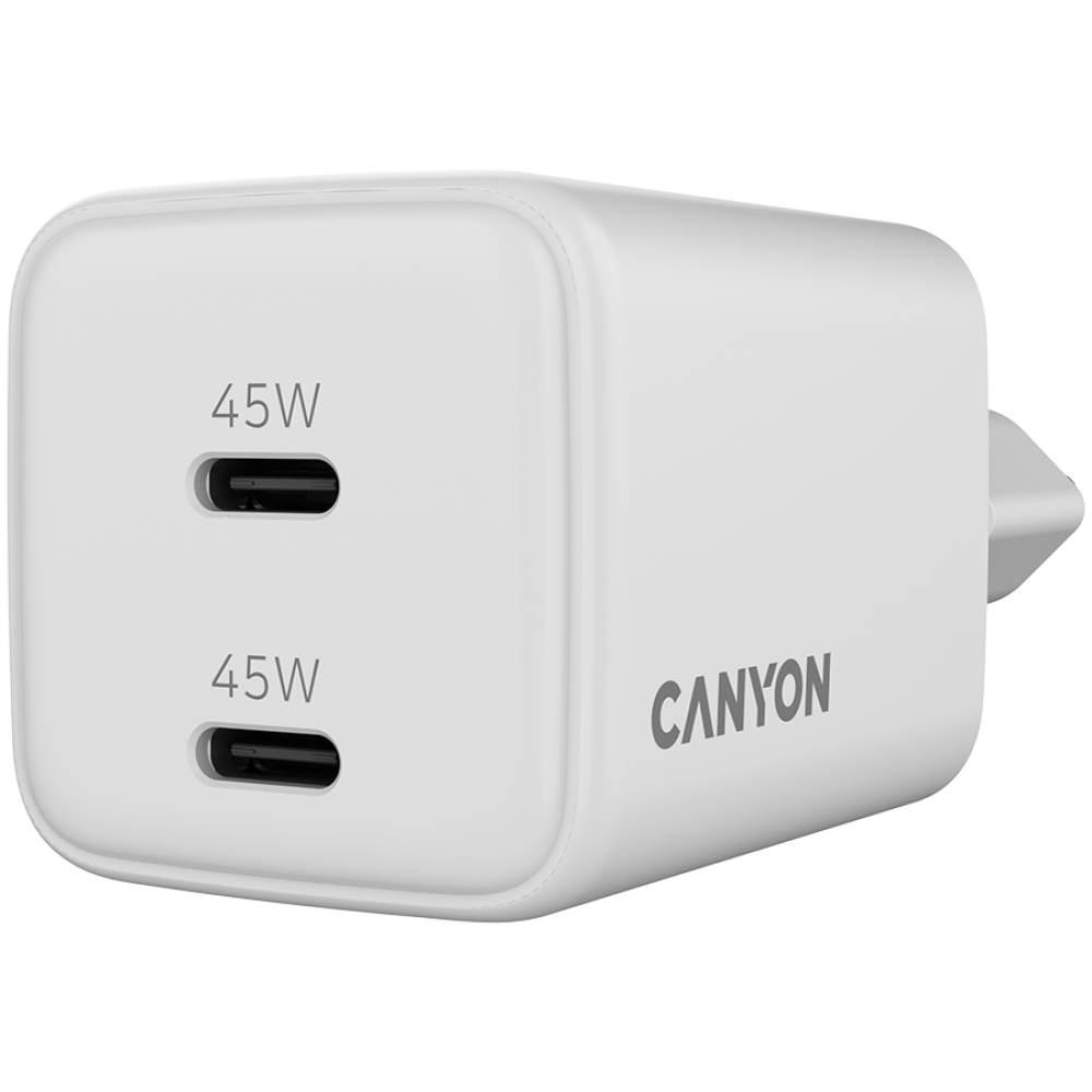 Canyon CU45CC GaN 45W 2xPD EU Wall Charger, white