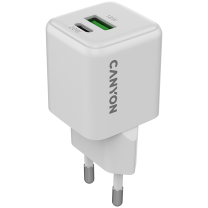 20W GaN 1xPD 1xQC EU Canyon CU20AC White Wall Charger