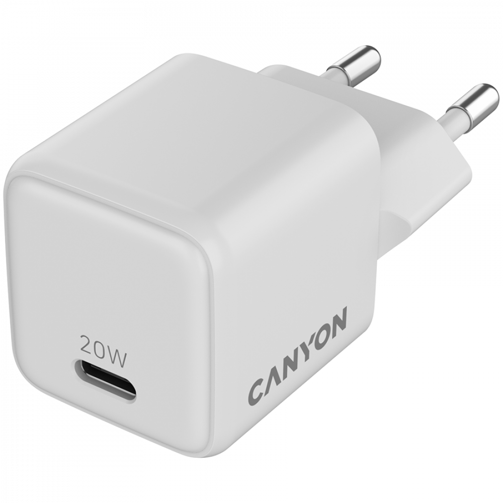 20W GaN 1xPD EU Mains Charger Canyon CU20C white