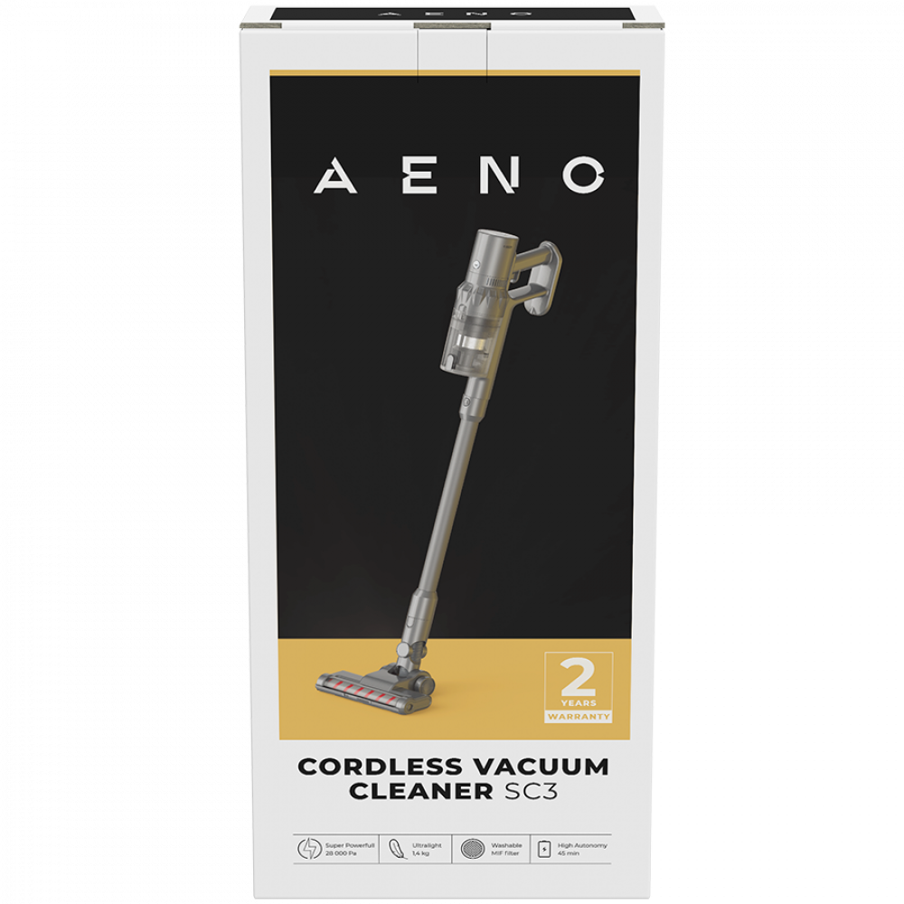 Cordless vacuum cleaner 28 kPa 45 min lightweight Aeno SC3 grey