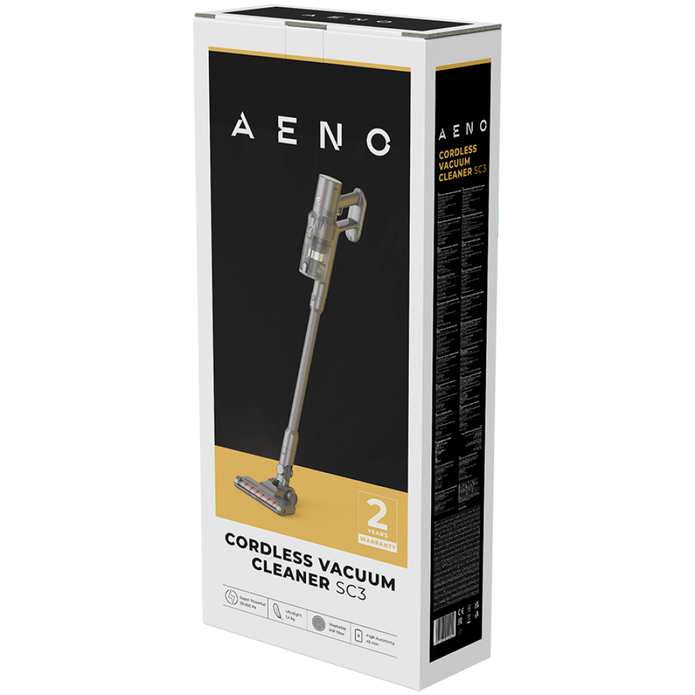 Cordless vacuum cleaner 28 kPa 45 min lightweight Aeno SC3 grey