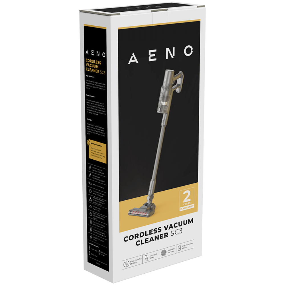 Cordless vacuum cleaner 28 kPa 45 min lightweight Aeno SC3 grey