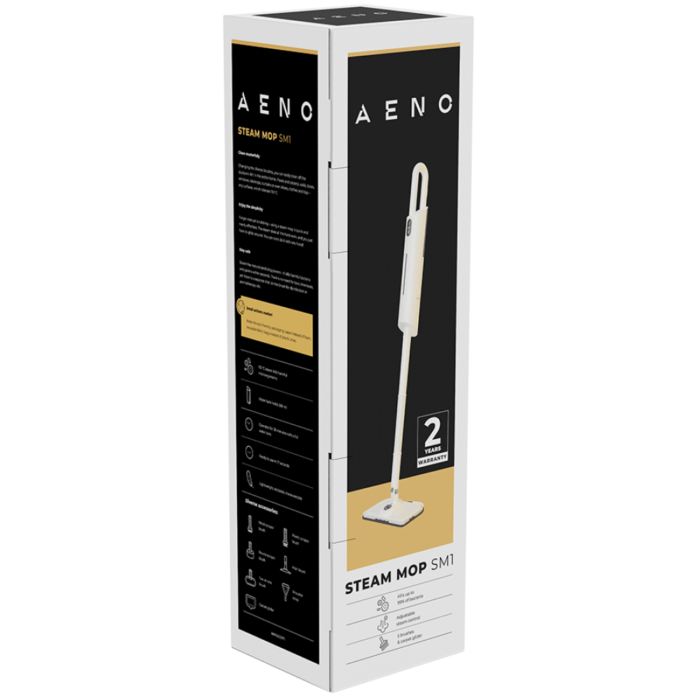 1200W Steam Mop with Aromatherapy 380ml Aeno SM1 White