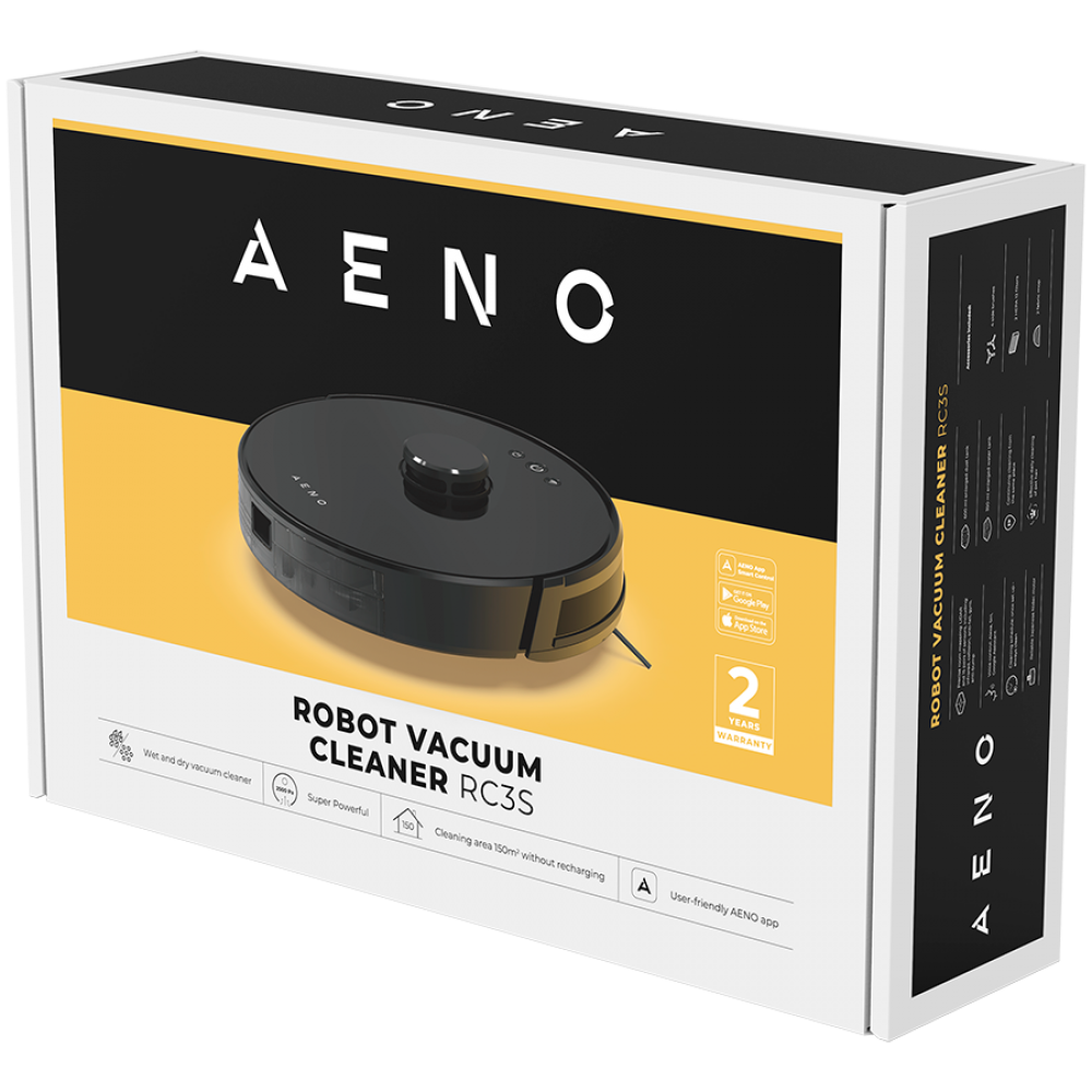 2-in-1 Robot Vacuum Cleaner 2500Pa with Map Aeno RC3S Black