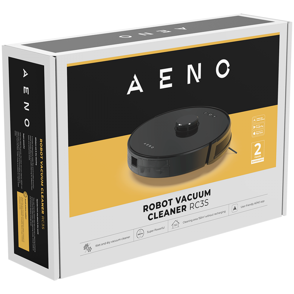 2-in-1 Robot Vacuum Cleaner 2500Pa with Map Aeno RC3S Black
