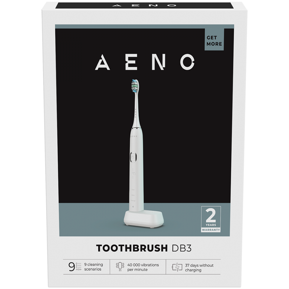 Aeno DB3 White Sonic Toothbrush 46000 RPM 9 Modes IPX7